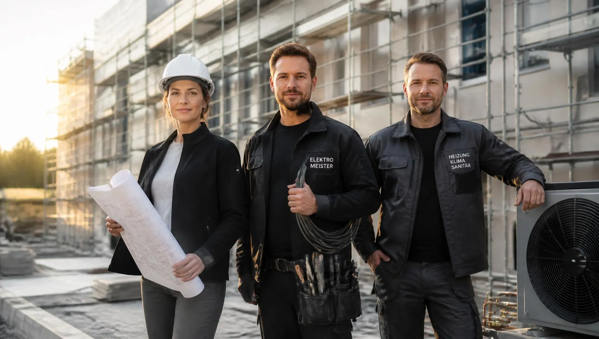 MALO7 Team – Bauingenieurin, Elektromeister und SHK-Meister auf einer Sanierungsbaustelle im Rhein-Neckar-Kreis